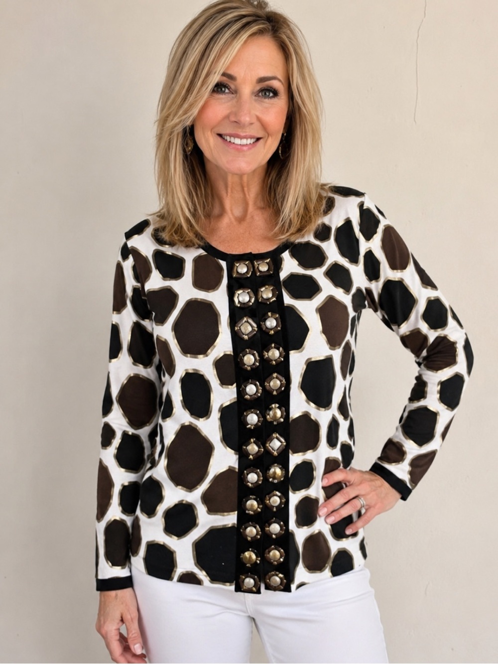 JUST B Cardigan Sweater Giraffe Print NWT Size Small